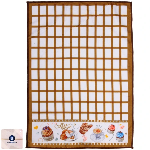 Полотенце кухонное "Клетка - Сладости" 40*57 см, цвет кофе с молоком, микрофибра 200 гр/м2