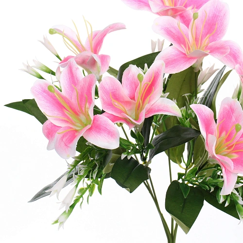 Искусственные цветы Букет лилий 35см 7 цветков розовые_4