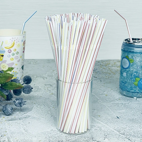 Трубочка для коктейля 5*210мм в наборе 100 шт полосатая 