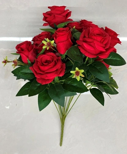 Искусственные цветы "Розовая фантазия" 48см 13 цветков красные