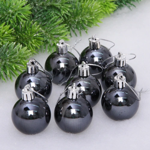 Новогодние шары 4 см (набор 24 шт) "Глянец", графит