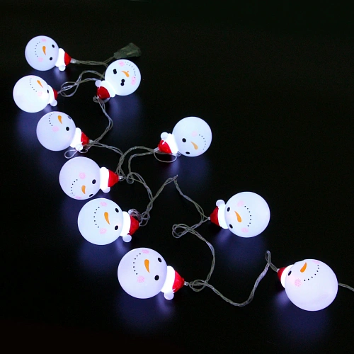 Гирлянда для дома Снеговик 2м 10 ламп LED 4,86,3 см прозрпров,1 реж, IP-20, Белый (возможность соединения)_2