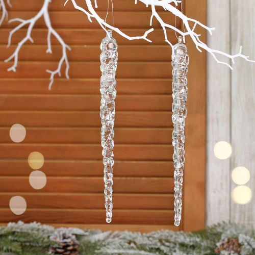 Подвеска "Изящная сосулька" 22 см (набор 2 шт), Прозрачный