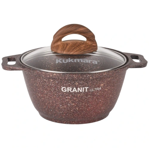 Кастрюля 1л "Granit ultra"(red) со стеклянной крышкой кга12а