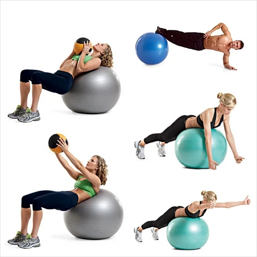 Мяч гимнастический Sportage полумассажный 75 см 1000гр (с насосом), Фиолетовый_8