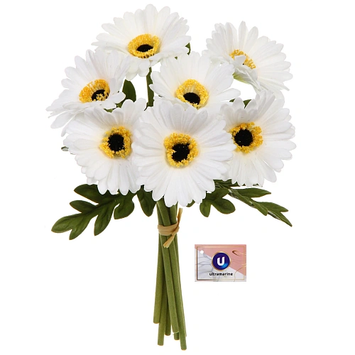 Цветы искусственные "Natur" 33см Герберы 7шт белые