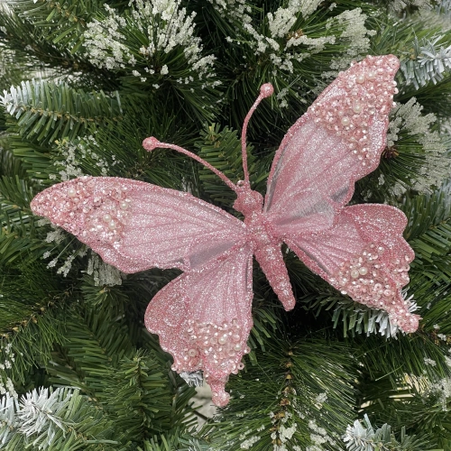 Украшение новогоднее "Бабочка - Изящный полет" 24.5*9*17 см, Розовый